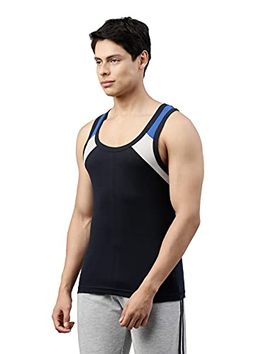 Image of Dixcy Scott Originals Men 100% Combed Cotton Racerback Color Block On Shoulder Gym Vest (Pack of 2)