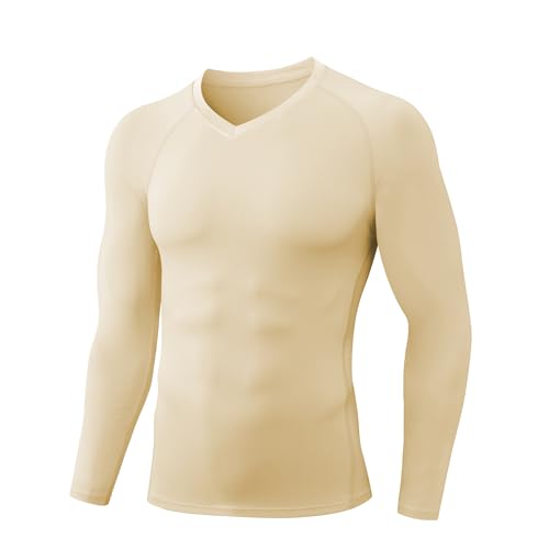 Compression Shirts Men V Neck Long Sleeve Thermal Athletic Workout