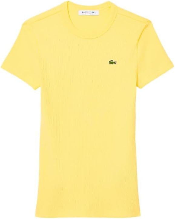 Lacoste Womens Slim Fit Ribbed Cotton T-Shirt - Image 5