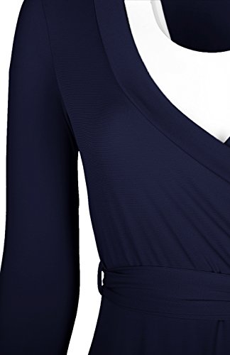 Image of Women's 3 /4 Sleeve Deep V-Neck Maxi Faux Wrap Solid Plus Size Dress