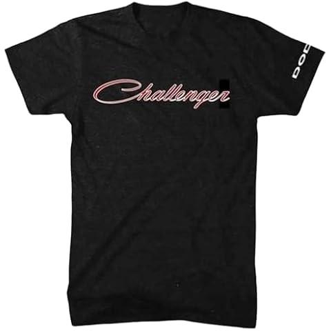 Detroit Shirt Company Dodge Challenger 2-Color Script Logo Premium Black T-Shirt 100% Cotton (XL) Cover