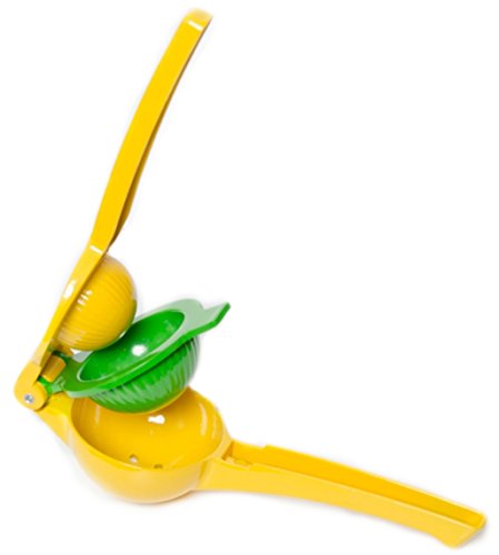Bru Joy Enameled Aluminum Double Bowl Lemon Squeezer, Yellow and Green Bru Joy Enameled Aluminum Double Bowl Lemon Squeezer, Yellow and Green