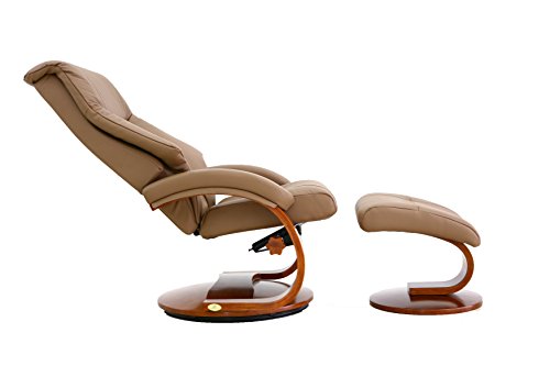 Comfort Chair Company Oslo Collection By Mac Motion Mandal Recliner And Ottoman In Sand Top Grain Leather #TOP6