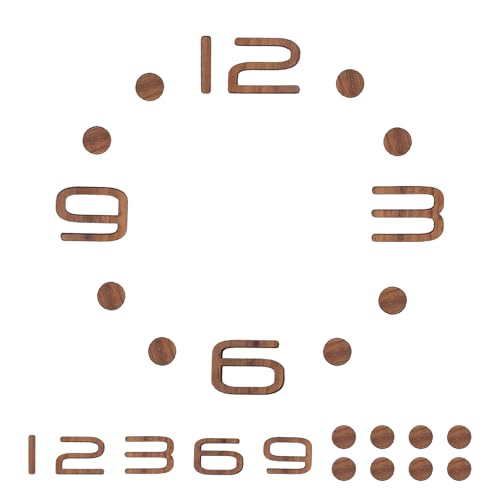 Hontaog Wanduhr Bausatz mit Holz-Ziffern, 9 Zoll - Leicht zu montieren, ideal für Uhrreparatur, Wanddekoration oder DIY-Projekte