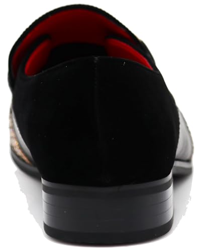 Image of Enzo Romeo Crisino Men Rhinestone Chrome Toe Suede Pointy Buckle Dress Loafer Slip On Shoes