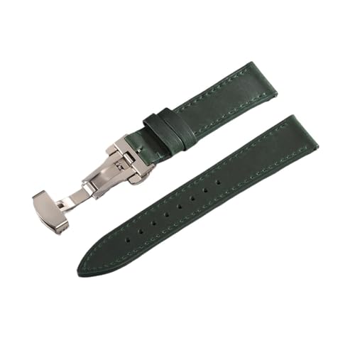 Bracelet de montre en cuir véritable avec coutures apparentes et fermoir fiable