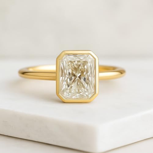 2.5CT Emerald Cut Moissanite Bezel Set Engagement Ring Radiant Cut Minimalist Anniversary Ring D Color VVS1 Clerity Solitaire Party Wear Jewelry Gift for Love2