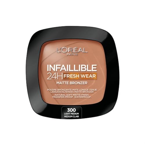L'Oréal Paris Soft Matte Bronzer, Longwear, Matte Finish, Waterproof and Transfer-proof, Infallible 24H, 300 Light Medium