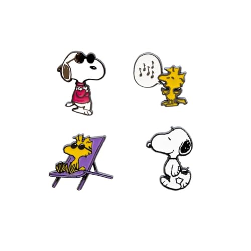 SET 4 SPILLETTE - personalizza i tuoi indumenti con questo set di spille personalizzate di Snoopy, un'opera d'arte in miniatura, perfetta per appassionati e collezionisti che apprezzano i dettagli e la qualità artigianale