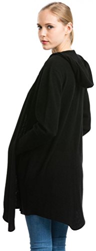 Women's Hooded Open Front Long Cardigan - 100% Cashmere Long Sleeve with Side Pocket Cover Ups for Women4