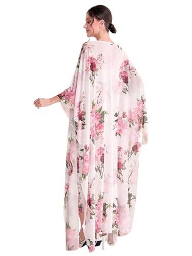 Image of LITZO Women's One Piece Dress - Georgette Floral Printed Western Dress for Women | Round Neck Bodycon Dress & Open Front Coat Casual Wear for Events, Date & Evening Look (NO-32-34)