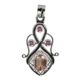 Ravishing Impressions Regenbogenquarz Kettenanhänger Rosenquarz oval facettierte Lünette schwarz rhodiniert 925 Sterling Silber Schmuck 10x14mm Weihnachtsgeschenk
