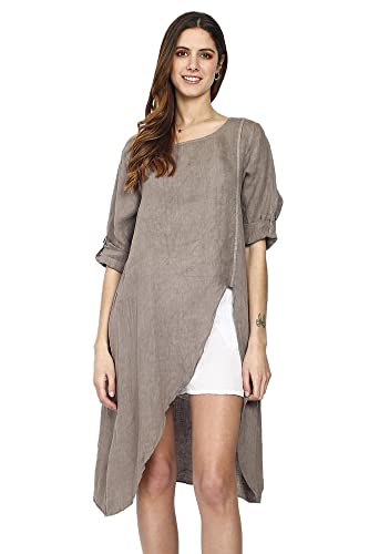 Robe décontractée femme taupe claire L casual chic vêtement fluide Bonateks