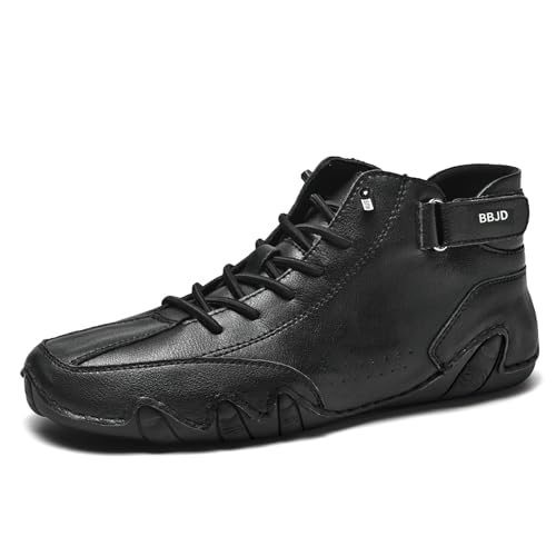 Image of baobeijiadao Men's Beck Shoes Waterproof Non Slip High Top Chukka Boots Handmade Suede Caual Outdoor Sneakers