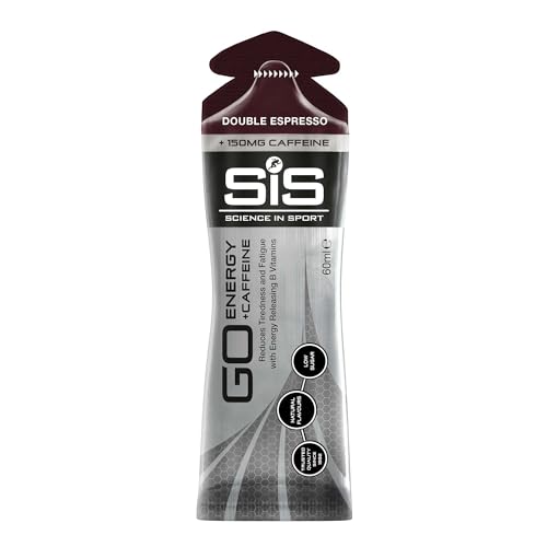 Science in Sport GO Energy Gel + Koffein Gel 30 x 60ml Doppelter Espresso, Vegan - Gel mit 150mg Koffein & 22g Kohlenhydrate, Energie für Ausdauersportler