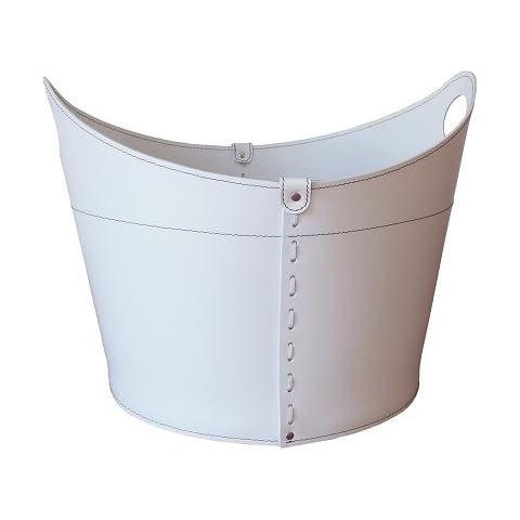 CADIN: Firewood Basket in leather White color, firewood storage, firewood logs, firewood holder, firewood rack Cover