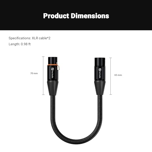 Image of Fosi Audio XLR Cable 1ft, 2 Pack Cables Preamp to Power Amp, Durable Shielding for ZA3 ZD3 Amplifier DAC Preamp Microphone