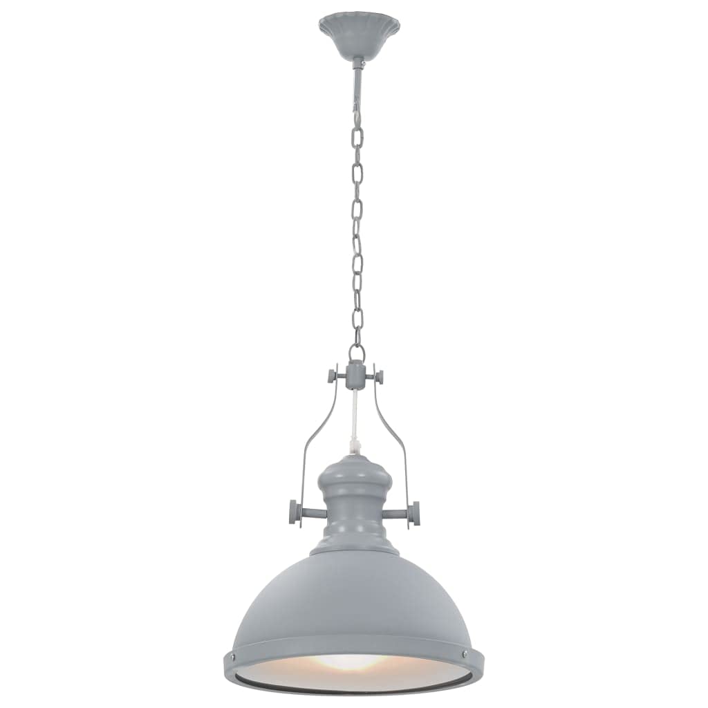 vidaXL Deckenleuchte Industriell Pendelleuchte Hängeleuchte Pendellampe Hängelampe Deckenlampe Wohnzimmer Lampe Leuchte Grau Rund E27 Acryl