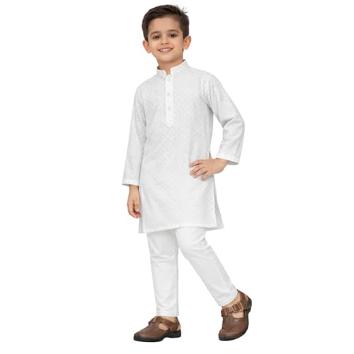 Image of Traditional Kids Ethnic Wear Cotton Kurta Pyjama Set for boys