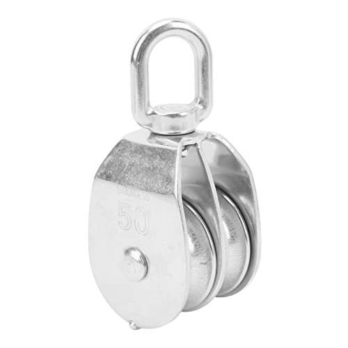 M50 - Polea de doble bloque – 2 poleas de elevación de acero inoxidable con rodillo M50 soporta 400 kg para aplicaciones de elevación y elevación de aparejos