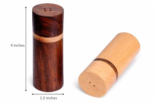 Image of Exclusive Wooden Elegant Salt & Pepper Shaker in Brown - Salt and Pepper Mixer Table Top Dinning Table Accessories (Set of 2)