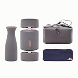 CVNIMV Keramik-Sake-Set, 4-teilig, tragbar, traditionelles Japanisches Retro-Keramik-Sake-Tassen-Set...