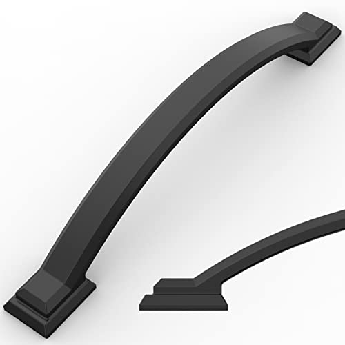 Amerdeco 10 Pack Matte Black Cabinet Pulls 5 Inch(128mm) Hole Centers, Handles for Kitchen Cabinet Hardware, Arch Cabinet Handles for Bathroom Dresser Drawer Handles ZH0016...