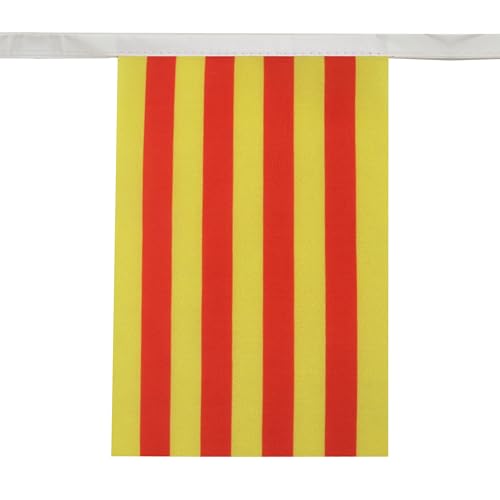 Image of AZ FLAG Catalonia 6 meters BUNTING Flag 20 flags 9'' x 6'' - Catalan STRING flags 15 x 21 cm