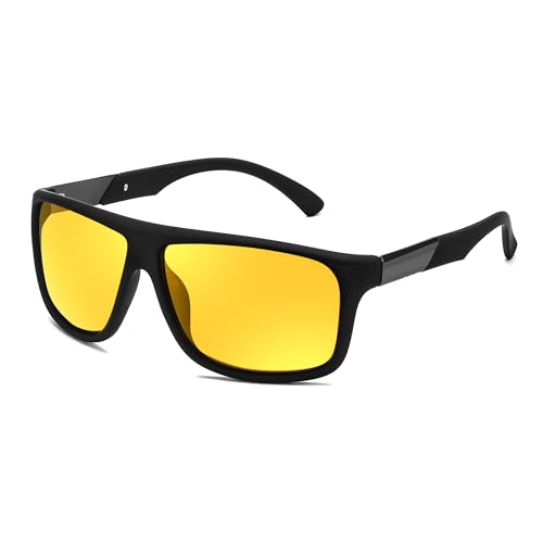 FEISEDY Night Vision Glasses Driving Sunglasses Polarized Dusk Rainy Day Anti Glare Yellow Lens Sun Glasses B0204