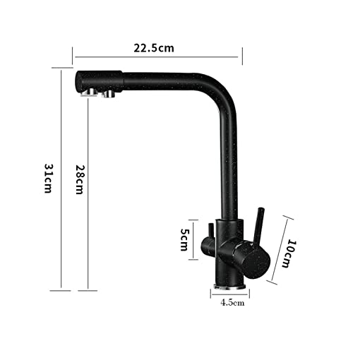Robinet de cuisine noir double jet efficace pour évier d'eau potable