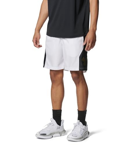 [A_[A[}[] UA Baseline Money Shorts White/Black/Metallic Gold SM