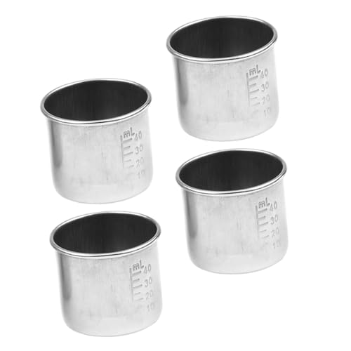 SEWACC Set 4 Pezzi Misurini Multifunzionali per Medicinali in Acciaio 304 da 40 Ml Bicchieri Graduati Portatili Resistenti alla Corrosione per Uso Domestico e Laboratorio