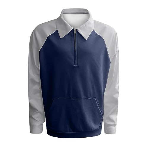 Men's Half Zip Pullover Sweatshirts For Outdoor Vintage V-Neck Button Long Sleeve Fashion Sports T Shirt, S-4XL2