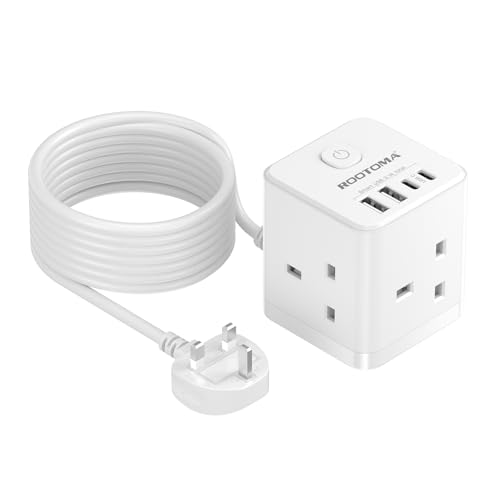 Extension Lead 5M with 4 USB Slots 3 Way Cube Power Extension