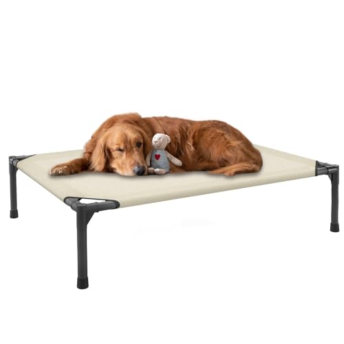 FIOCCO Elevated Dog Bed - Dog Cot with Chew Proof Mesh for Medium Dogs, Waterproof Washable Raised...