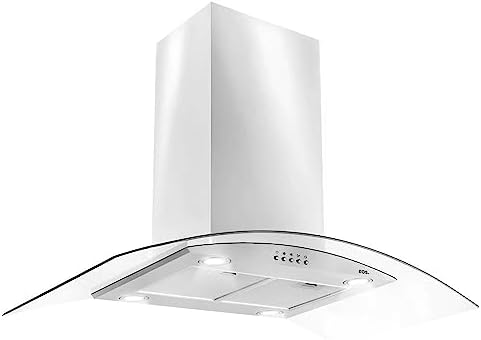 Coifa e Depurador de Ilha Eos 90cm Com Vidro Curvo Eco90iv Inox 1...