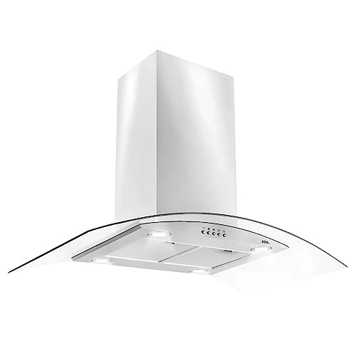 Coifa e Depurador de Ilha Eos 90cm Com Vidro Curvo Eco90iv Inox 1...
