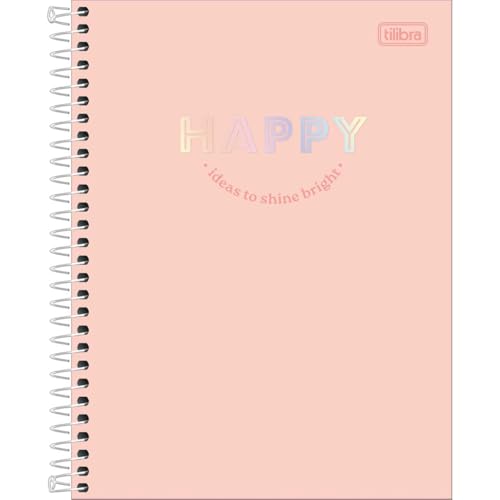 Tilibra - Caderno Espiral Capa Dura Colegial 10 Matérias Happy 160 Folhas - Laranja 2025