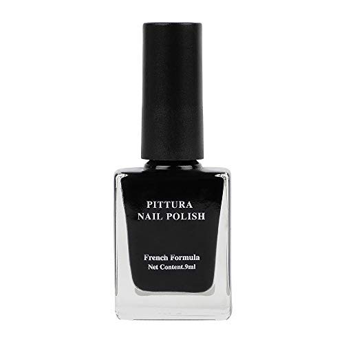 Close-up of MINISO Pittura Nail Polish 01 Black bottle