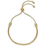 TOWAMOE Charm Bracelet for Women Snake Chain Bracelet DIY Handmade Jewelry Gift for Women Adjustable(Gold)