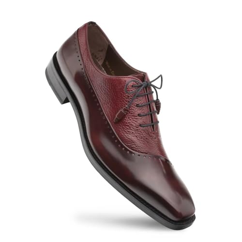 Image of Mezlan Postdam Fashion Balmoral Oxford - Men's Cordovan Calfskin & Deerskin Dress Shoe with Comfort Insole & Leather Sole - Handmade in Spain