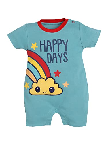 Image of BABY GO Baby Boys & Baby Girls Cotton Romper | Half Sleeve Polo Collar Jumpsuit | Newborn Infant Summer Outfit with Button Closure | Soft Breathable Playsuit | Stylish Print One Piece Dress