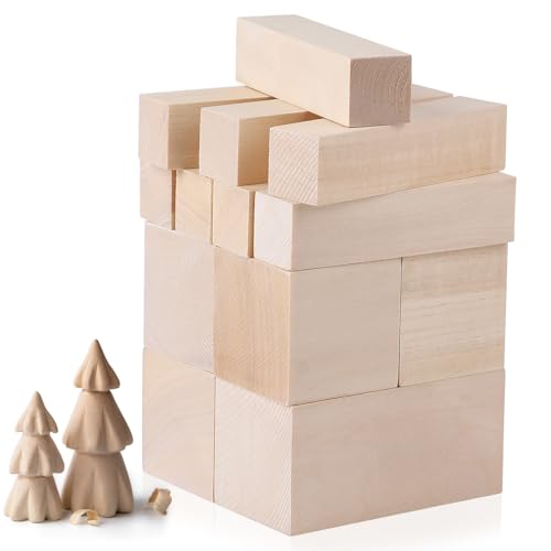 CPROSP 13 Bloques Madera de Tilo para Tallar, 3 Tamaños Natural Taco de Madera de Tilo, Tallada a Mano, para Niños Adultos y Principiantes