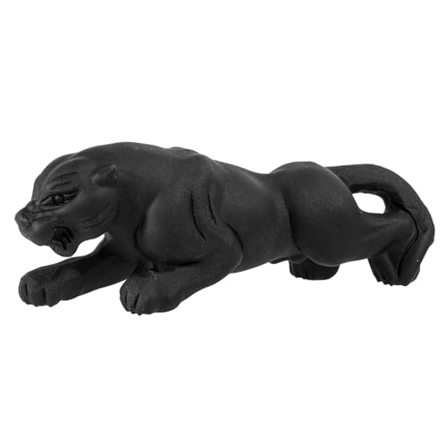 Rockcloud Hand-Carved Natural Black Obsidian Panther Stone Figurine, Animals Stone