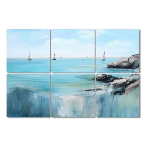 Paneles acústicos artísticos, 6 piezas de 24"x24" cada uno, total 72"x48", color múltiple, con adhesivo para estudios y oficinas miniatura 1