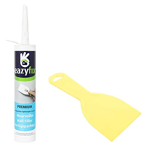 EAZYFIX® - Wandreparaturset Klein - Spachtelmasse Weiß für Wände, Holzleim Wandfarbe, Reparaturspachtel für Innen und Aussenbereich - 310ml Cover