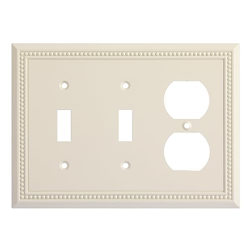 Image of Henne Bery Sunken Pearls Heavy Duty Decorative Wall Plate Switch Plate Outlet Cover (Double Toggle /Single Duplex, Light Almond)
