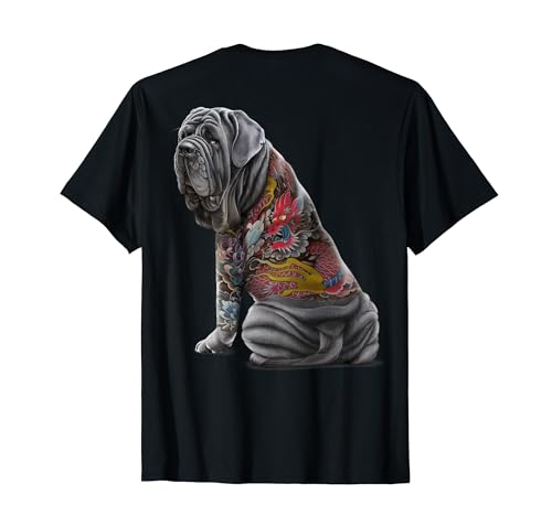 Neapolitan Mastiff Dog with Japanese Dragon Tattoo Irezumi T-Shirt for Men Women Kids