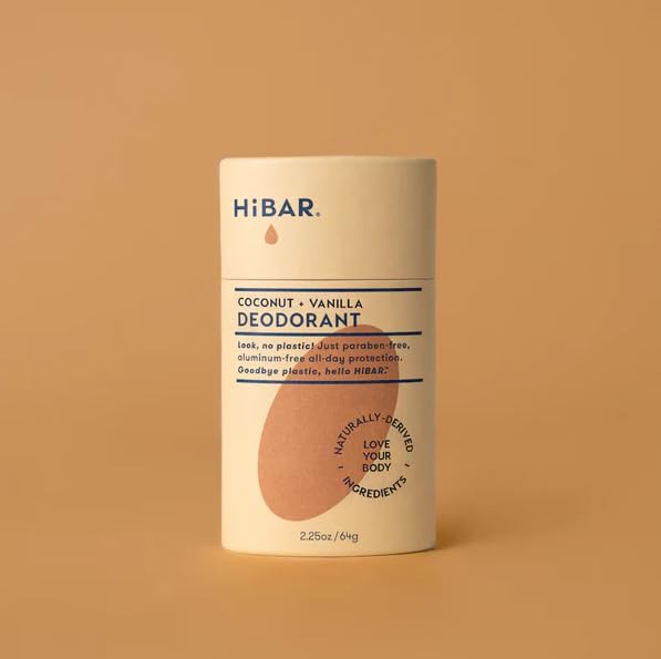 HiBAR - Coconut & Vanilla Plastic Free Deodorant - Natural Deodorant - All-Day Protection - With Sunflower Seed Wax, Rice Bran & Shea Butter - Plastic, Paraben & Aluminum-Free - Vegan - 3 Pack