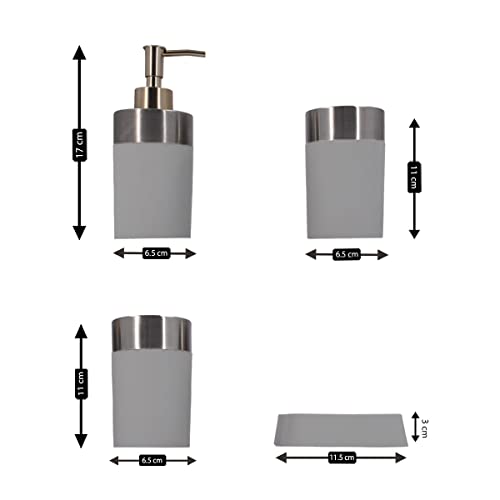 Image of Kookee Acrylic Bathroom Accessories Set of 4, Modern Bath Set with Liquid handwash Soap Dispenser and Toothbrush Holder, Luxury Gift Accessory for Home (8344)